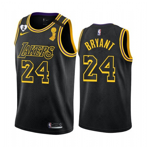 Men's Los Angeles Lakers #24 Kobe Bryant 2020 Black NBA Finals Champions With Gigi Patch Mamba Stitched Jersey